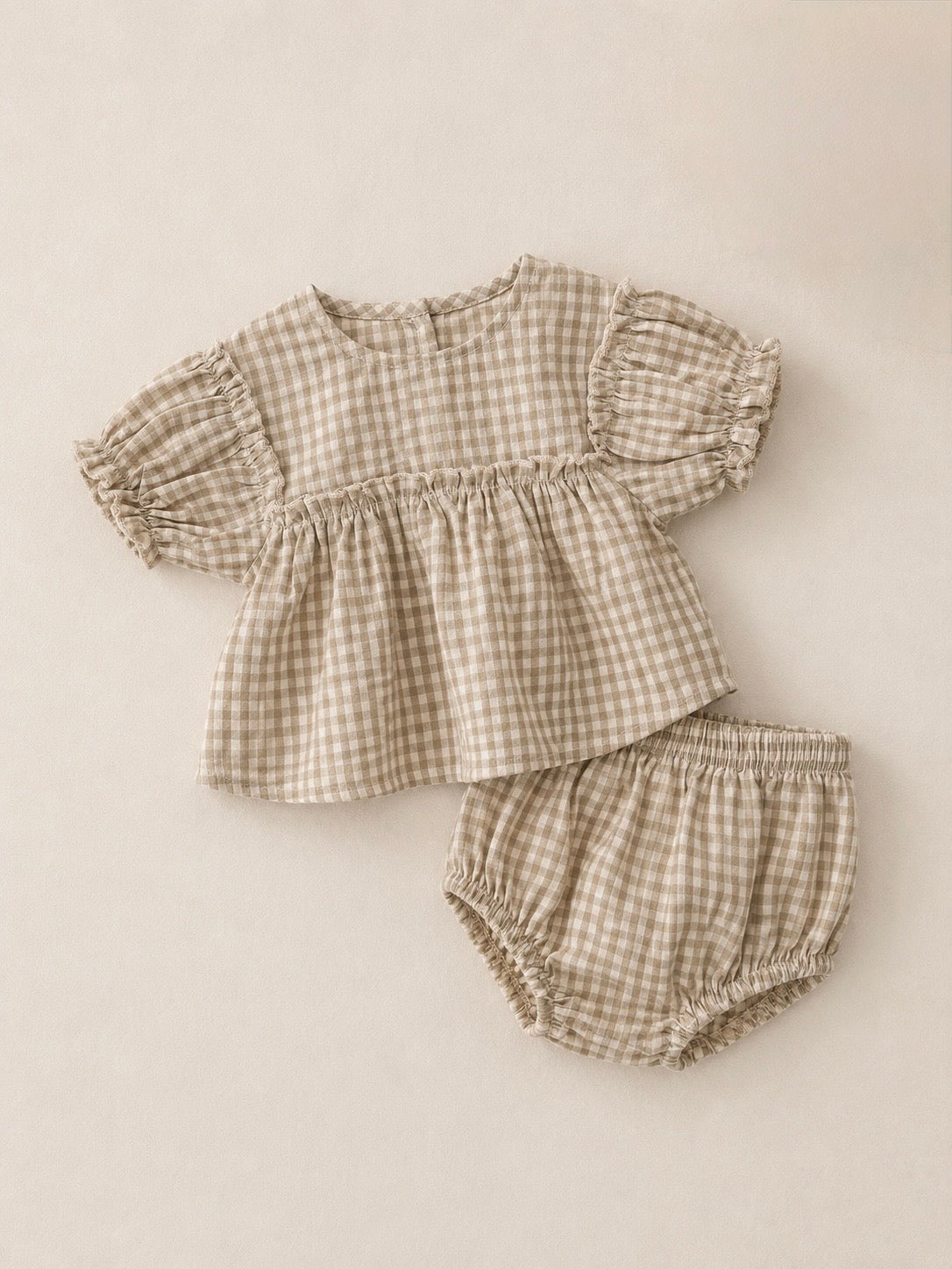 Olive Gingham Set