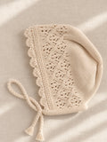 Knitted Cream Bonnet